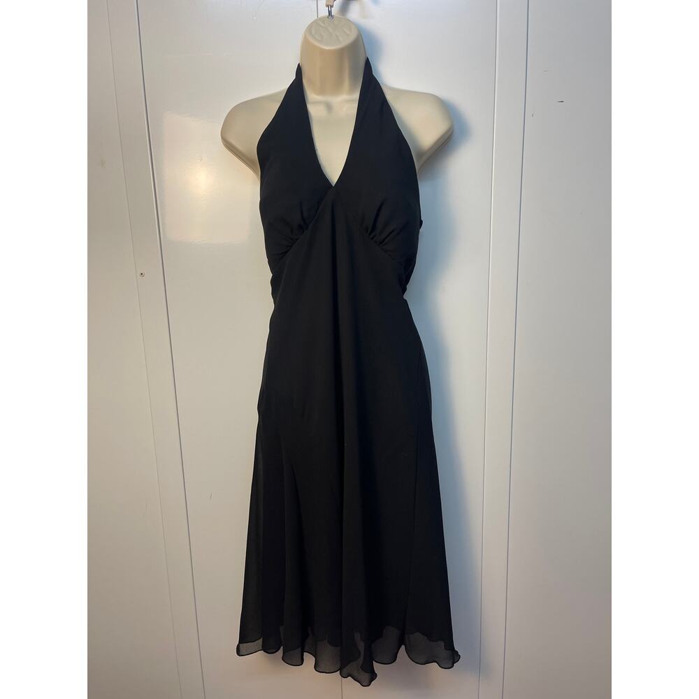 Sangria Black Halter Dress Size Zip Lightly Padded Chest‎ Lined Size 10